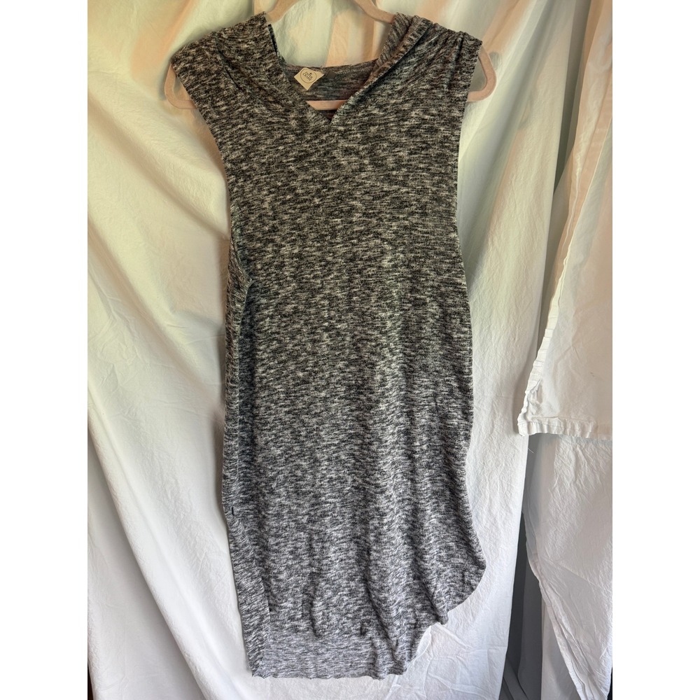 Paper Crane Womens Grey Space Dye Sleeveless Hooded Tunic Top Small Made in USA